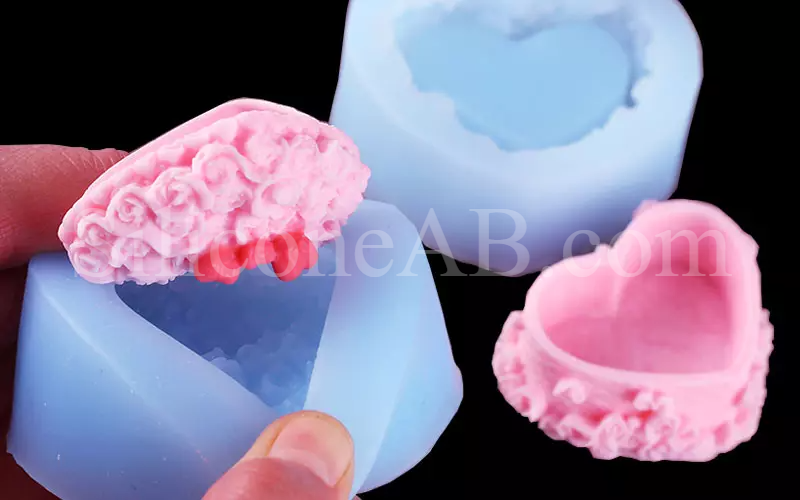 Molde de Silicona para Estuche Cosmético en Forma de Corazón de Rosa