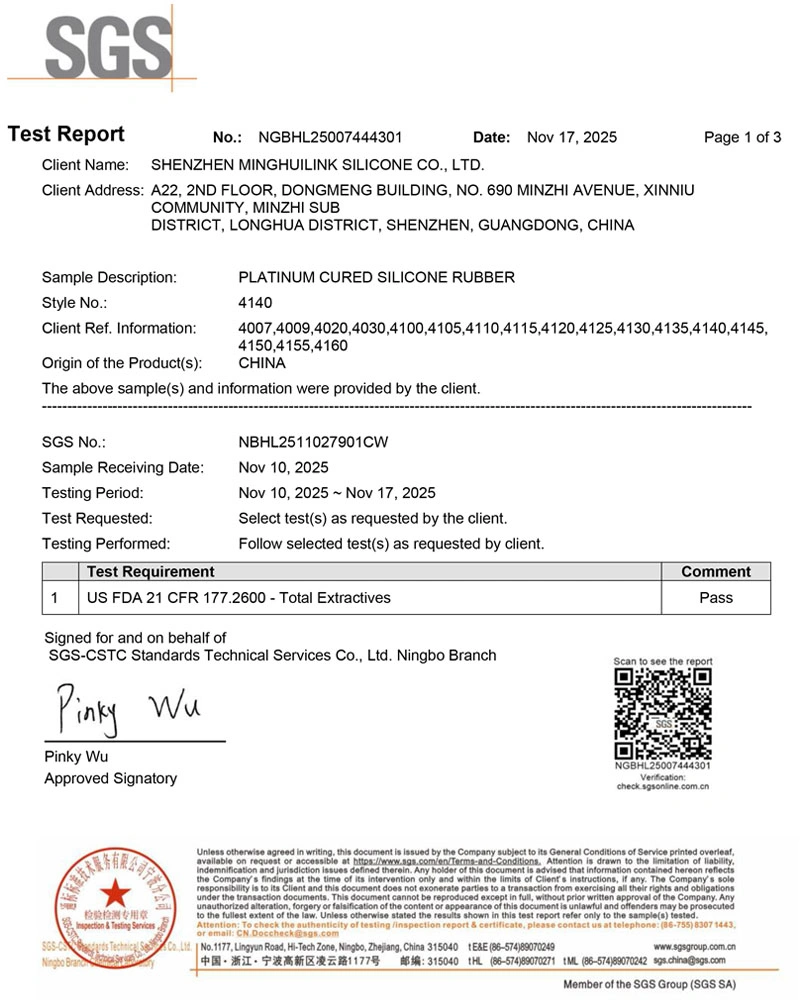 Informe de silicona FDA de MinghuiLink