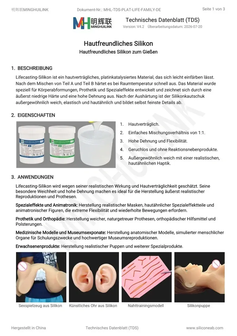 hautfreundliches silikon produktkatalog