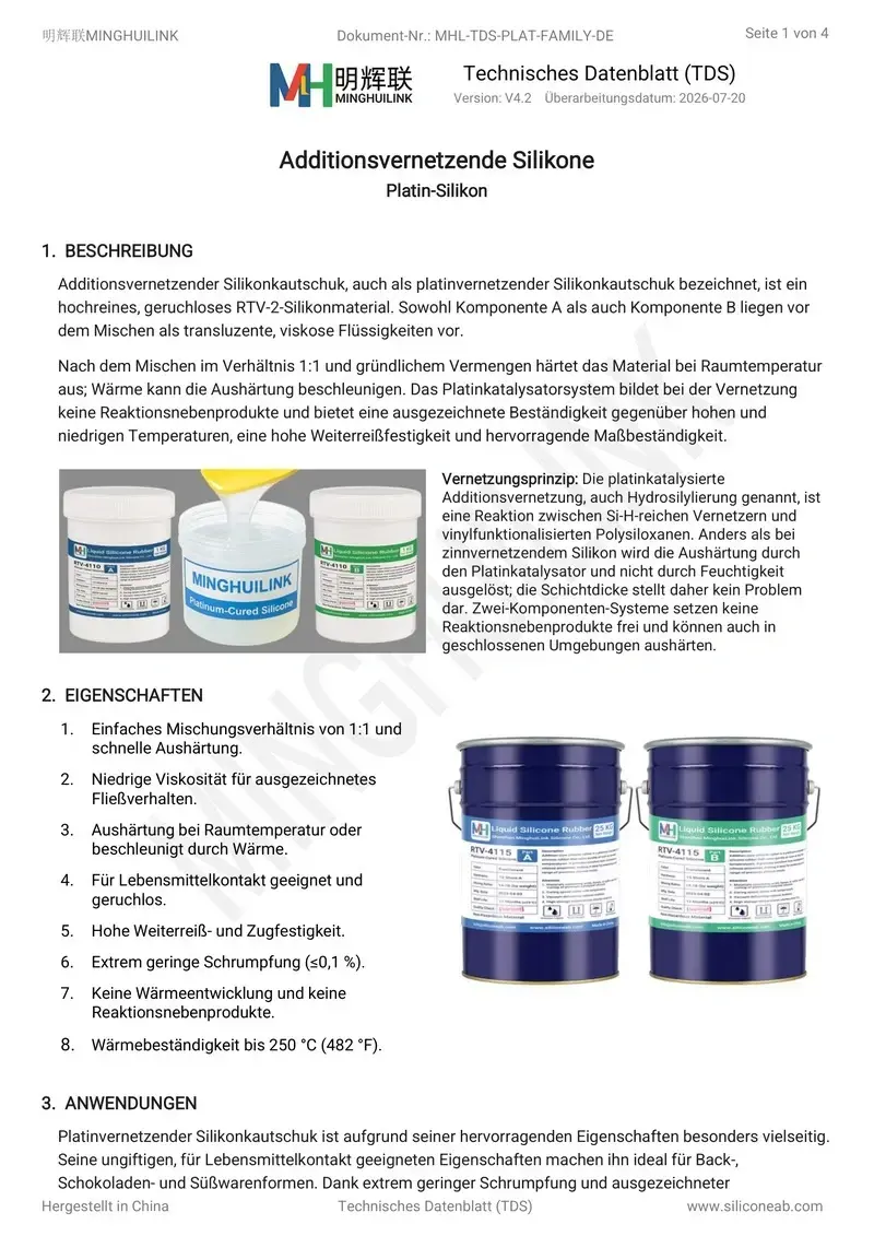 additionsvernetzende silikone produktkatalog