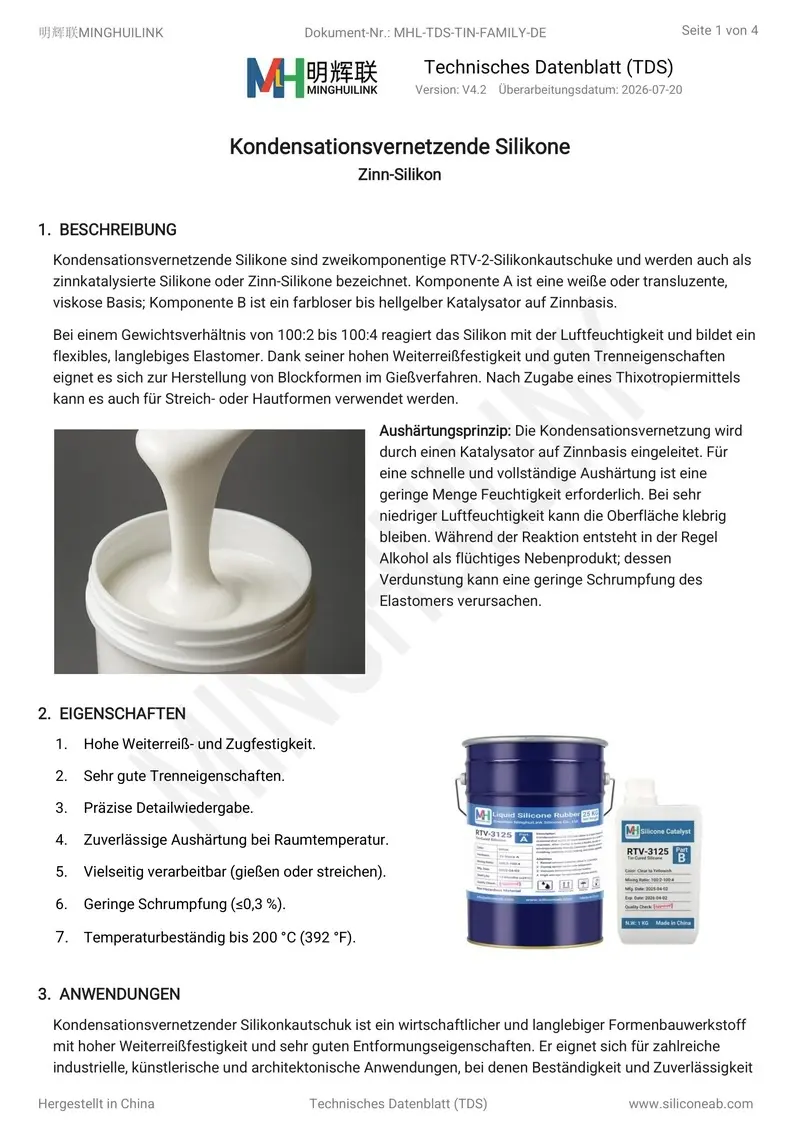 kondensationsvernetzende silikone produktkatalog