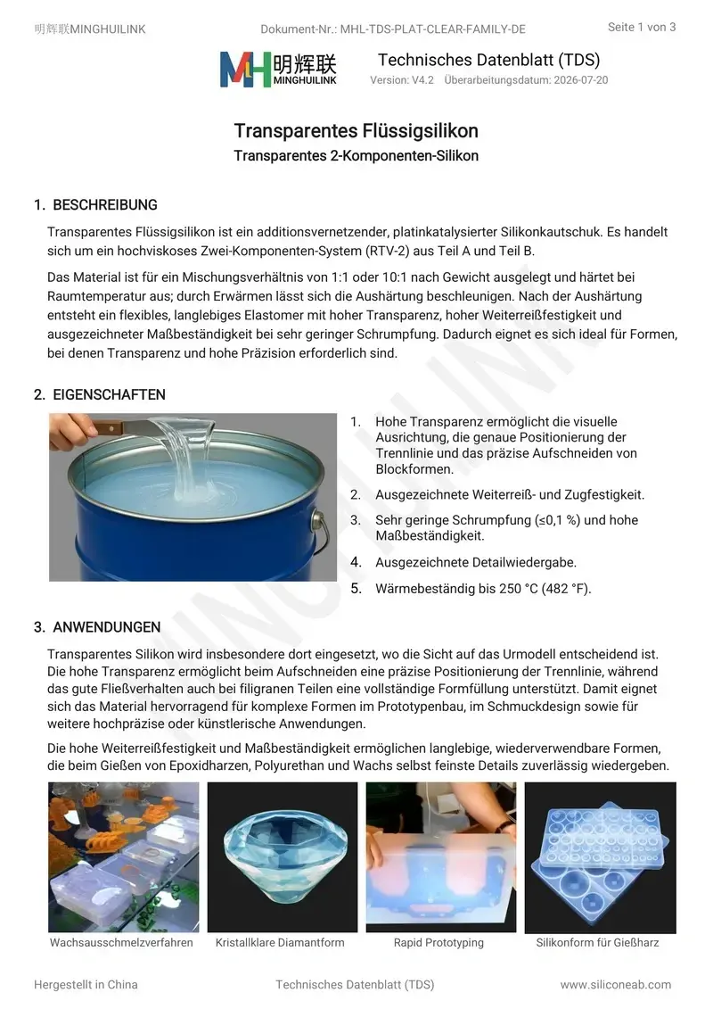 transparentes silikon produktkatalog