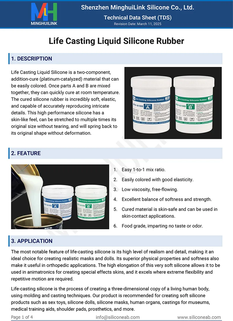 life casting silicone product catalog