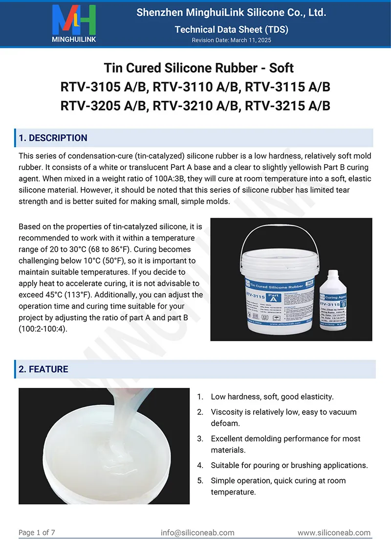 soft tin cured silicone tds