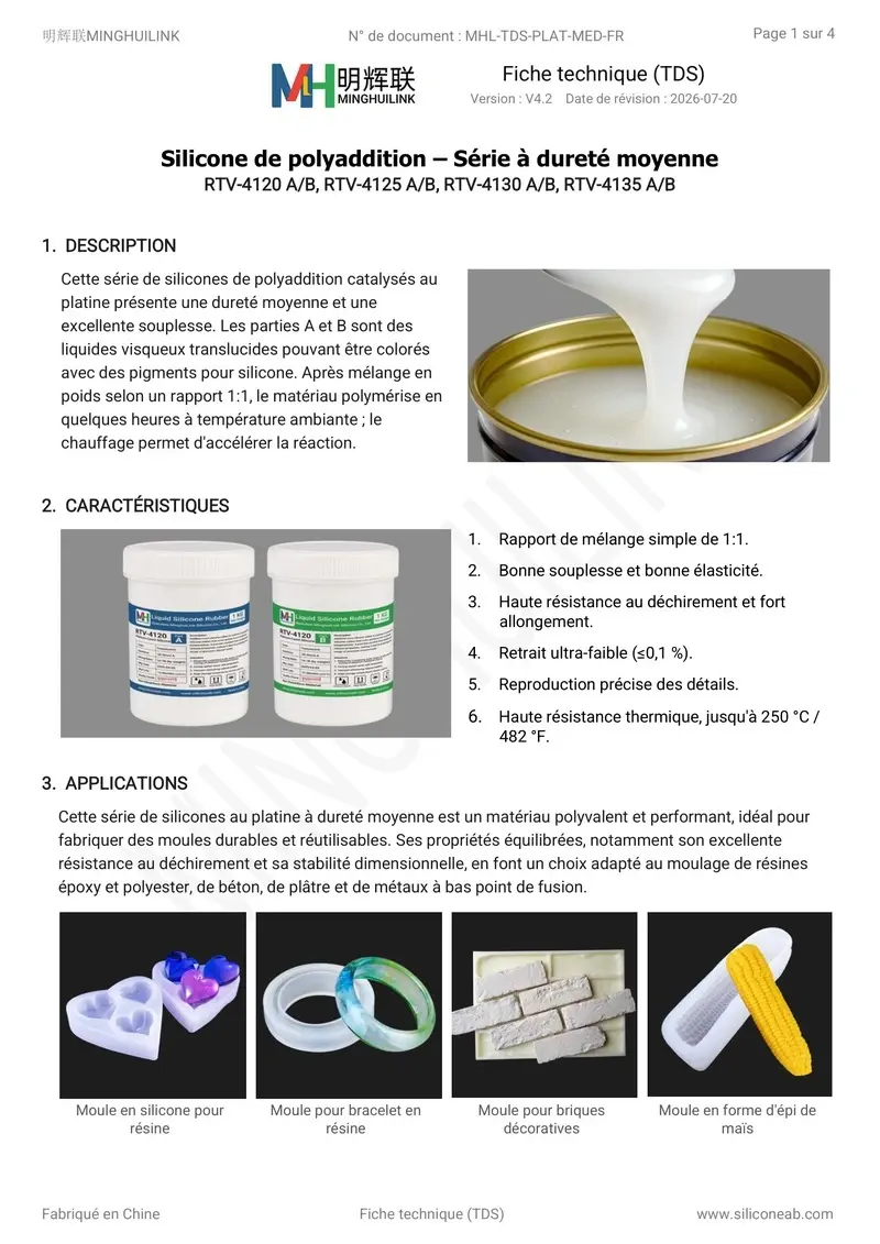 tds silicone polyaddition dureté moyenne