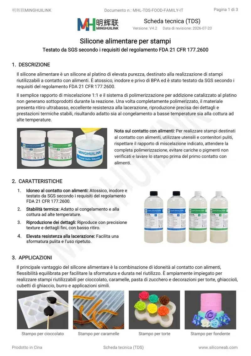 TDS silicone alimentare