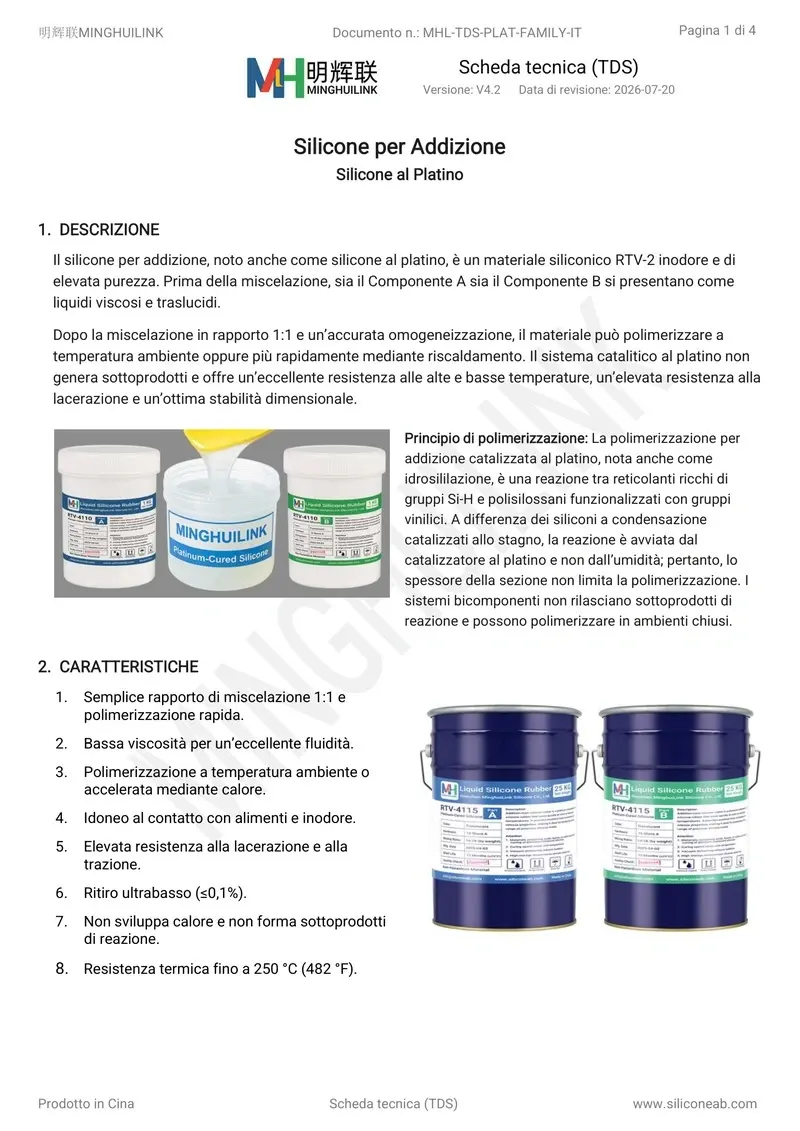 tds silicone al platino