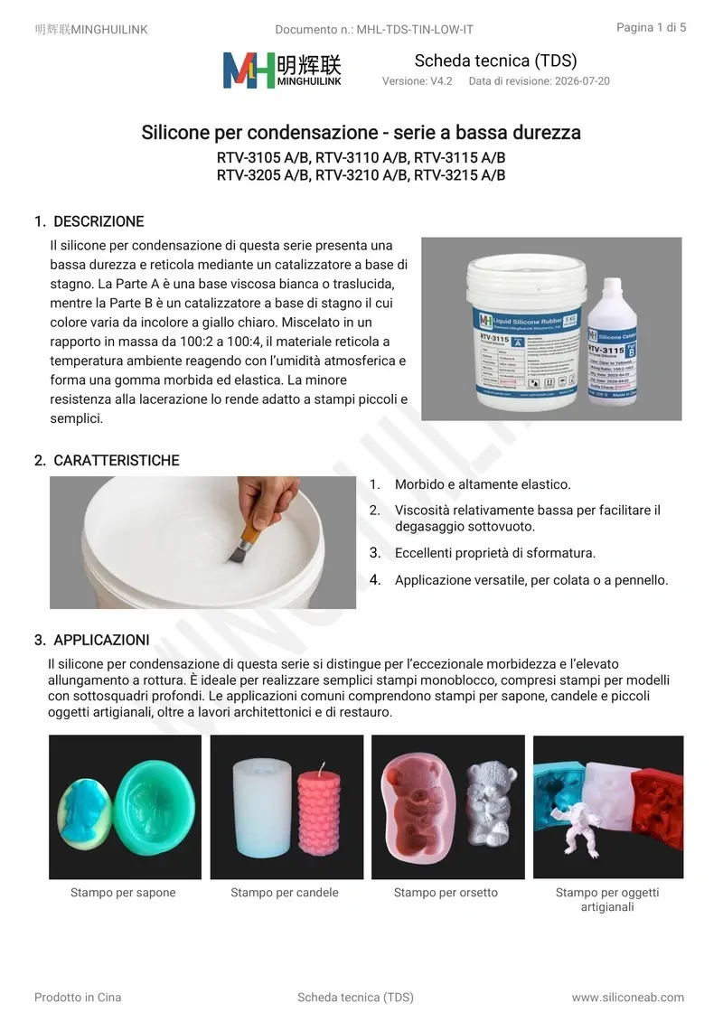 tds silicone per condensazione morbido