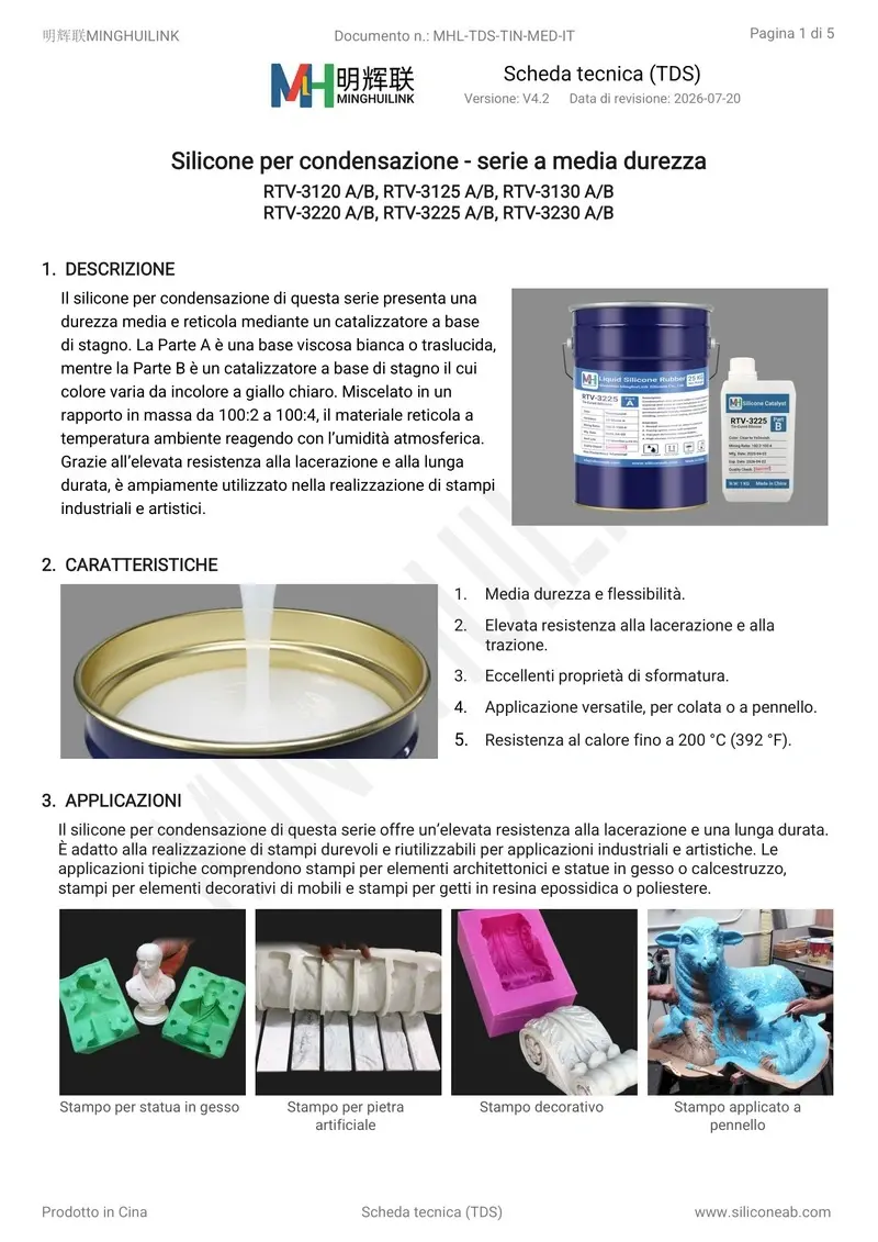tds silicone per condensazione media durezza