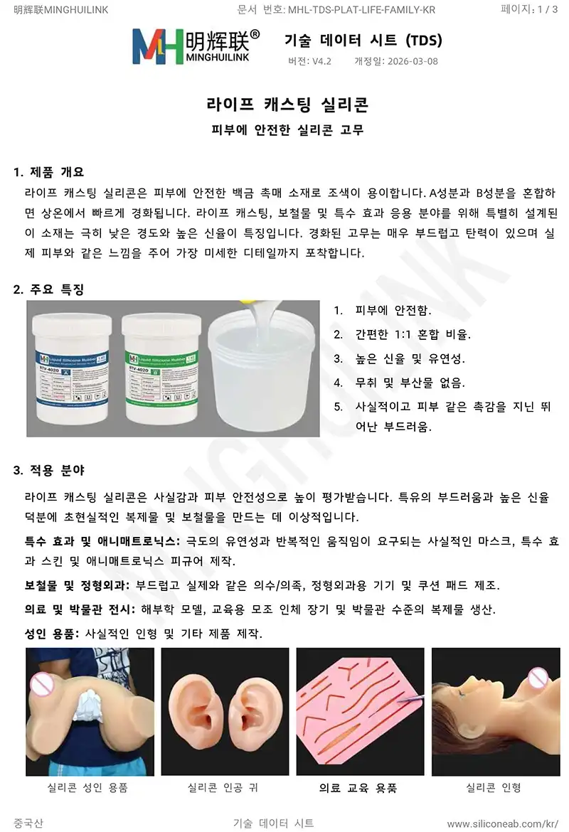 라이프캐스팅 실리콘 제품 카탈로그