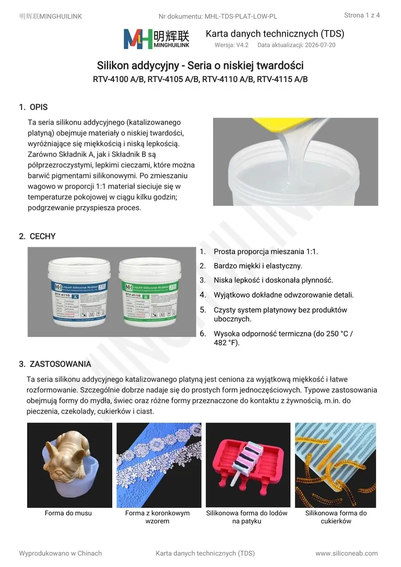 silikon addycyjny o niskiej twardości tds