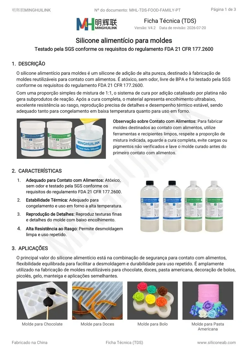 silicone alimentício TDS