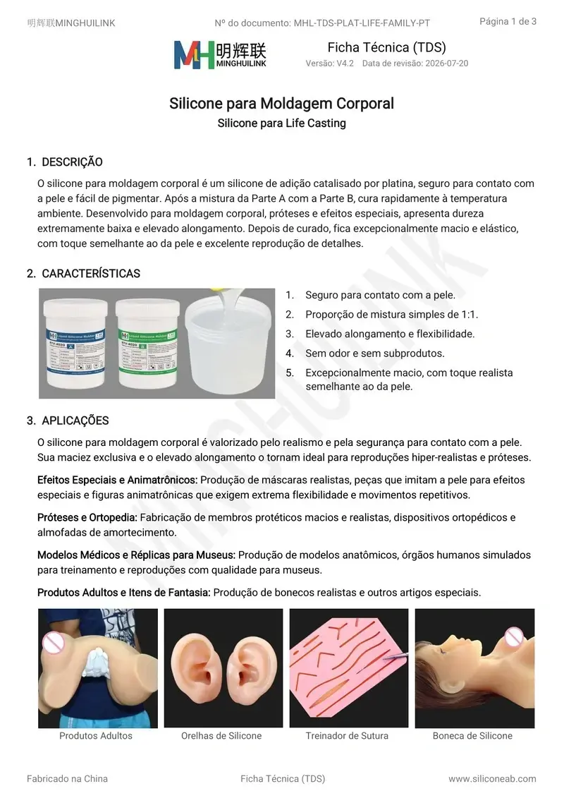 tds silicone moldagem corporal