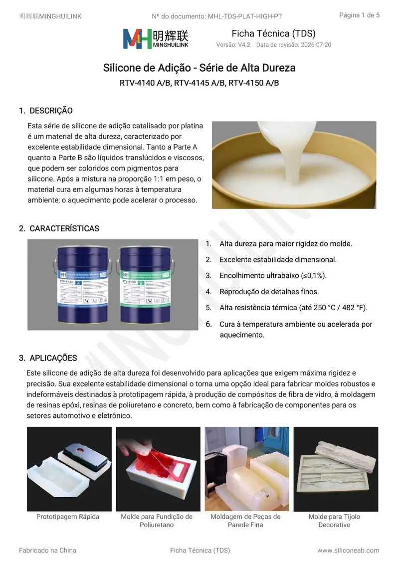 tds silicone de adição alta dureza