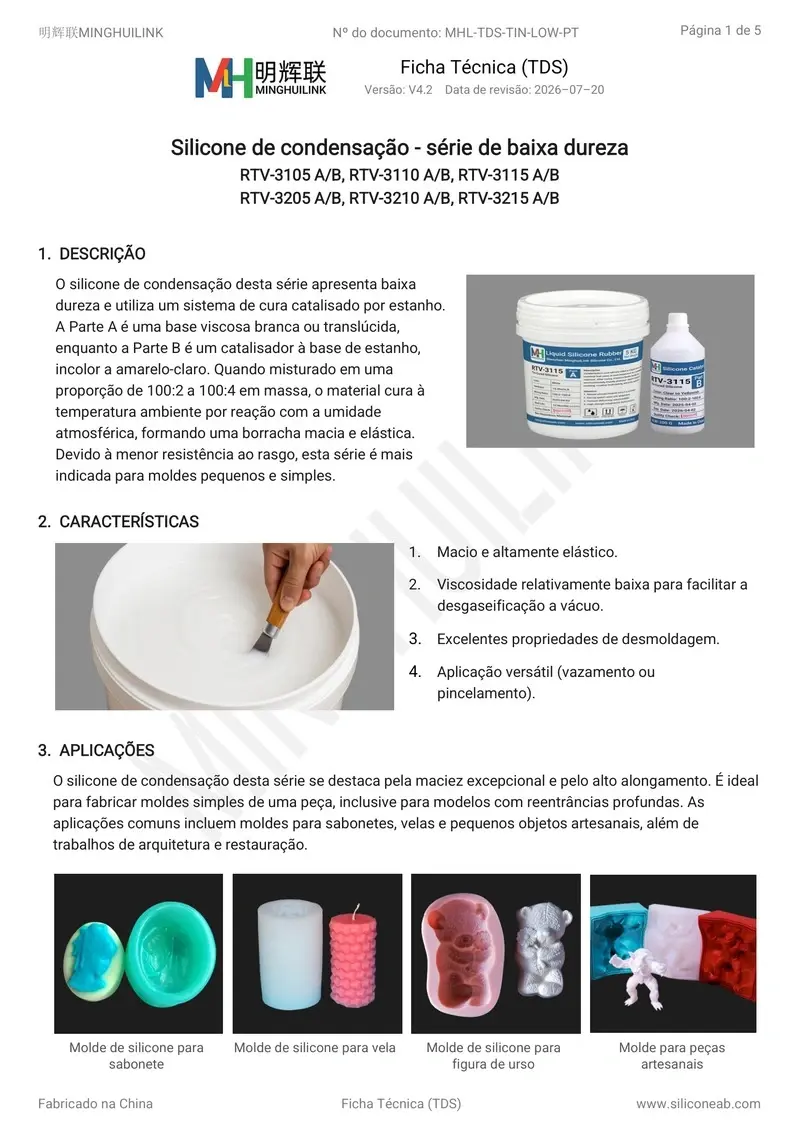tds silicone de condensação macio