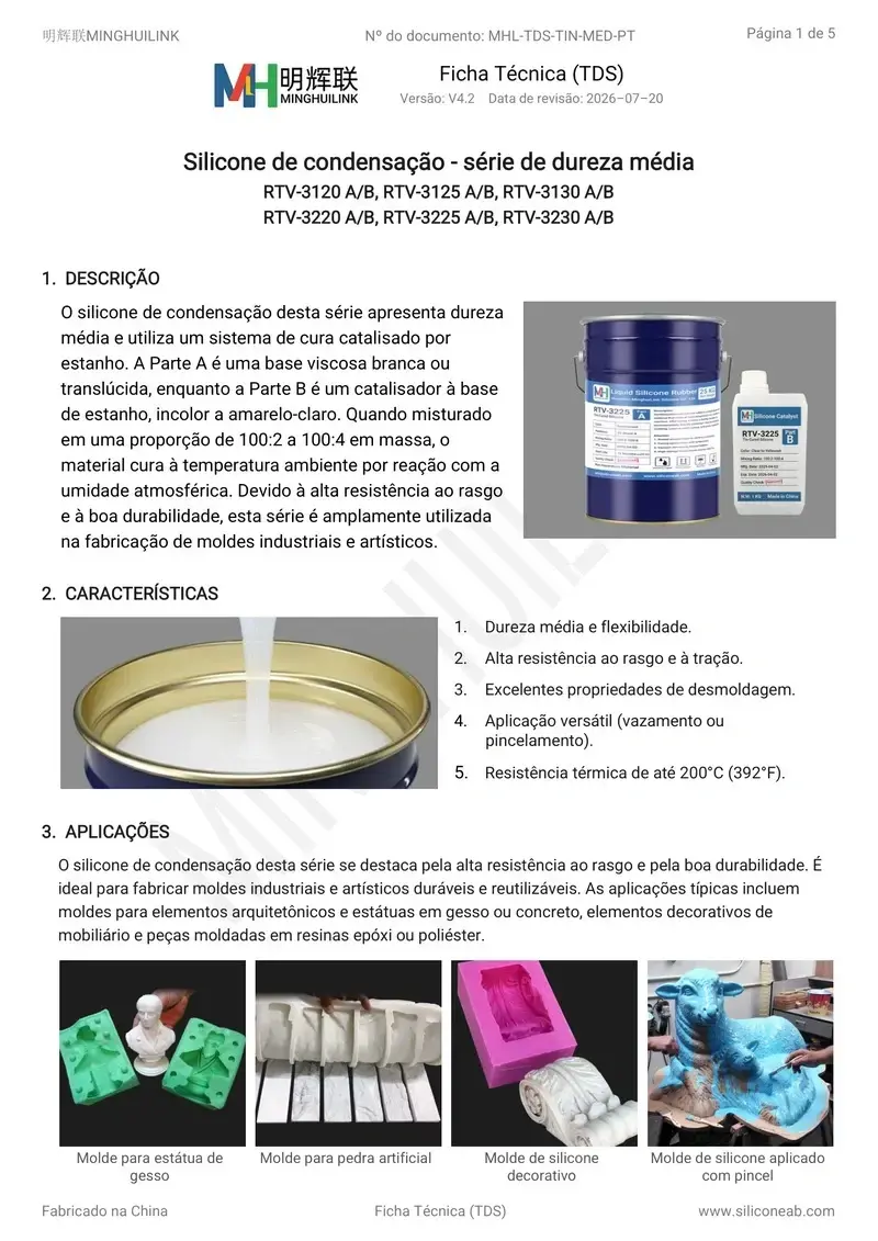 tds silicone de condensação dureza média