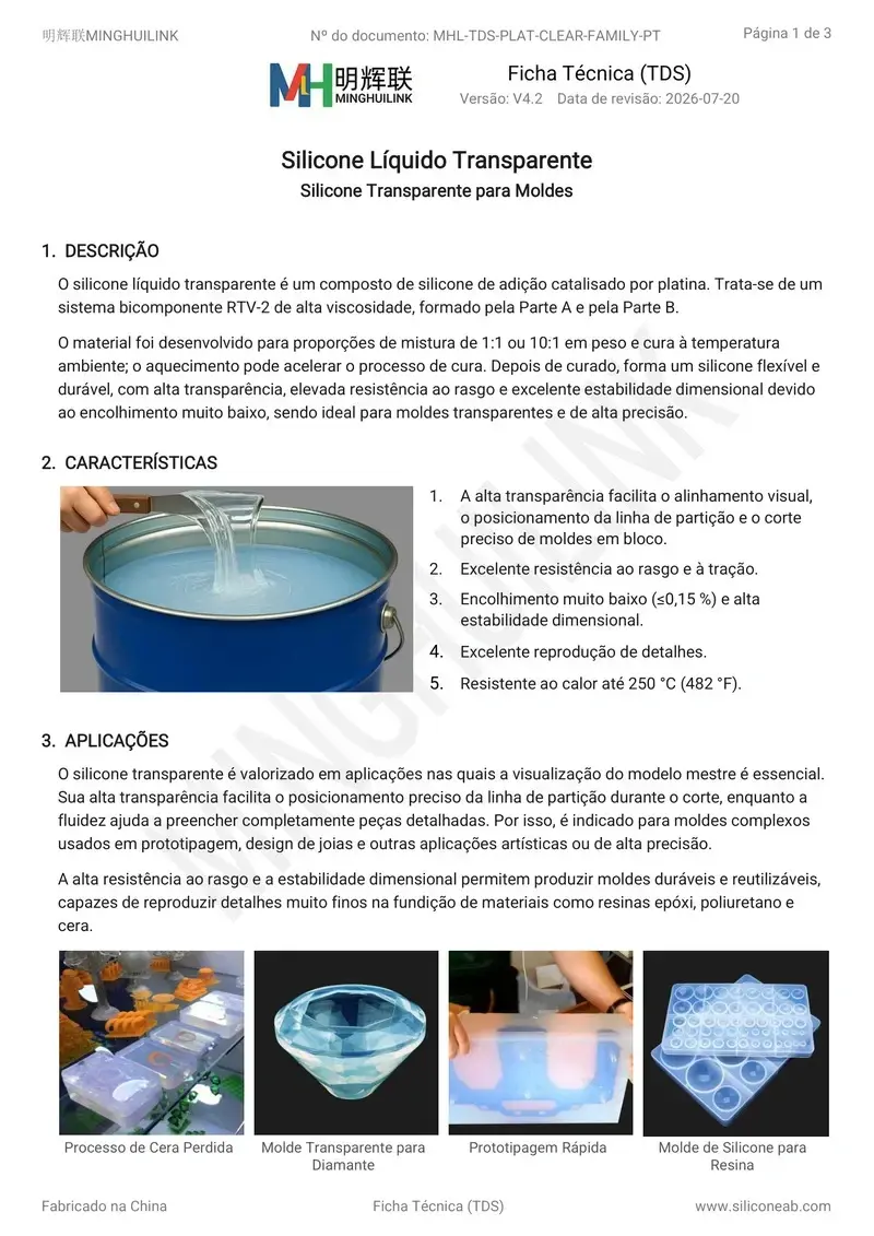 silicone líquido transparente tds