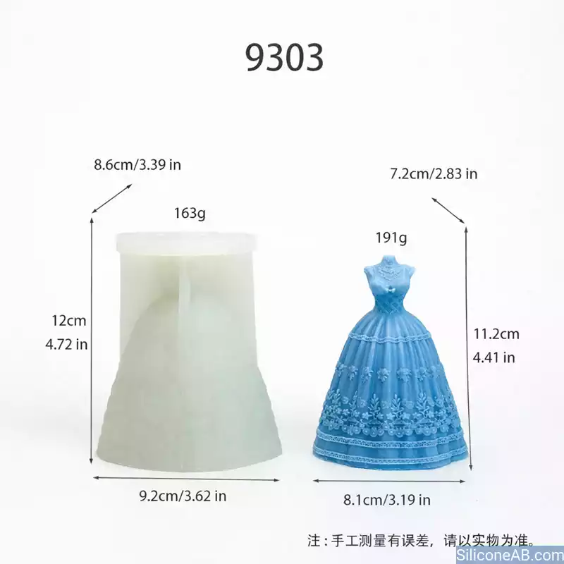 Exquisite Vintage Ball Gown Silicone Mold for Luxury Wax Art