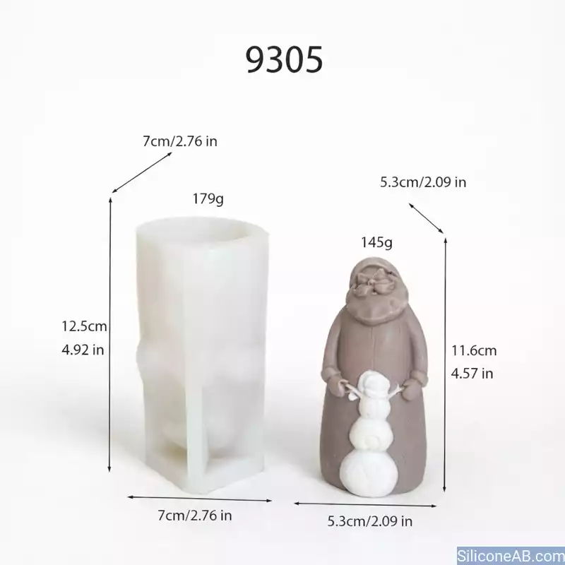 Nordic Folk Art Santa and Snowman Mold for Minimalist Holiday Candle