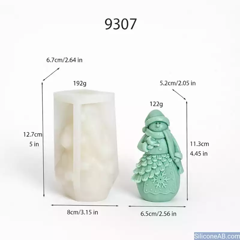 Intricate Pinecone Skirt Snowman Silicone Mold for Pro Wax Art