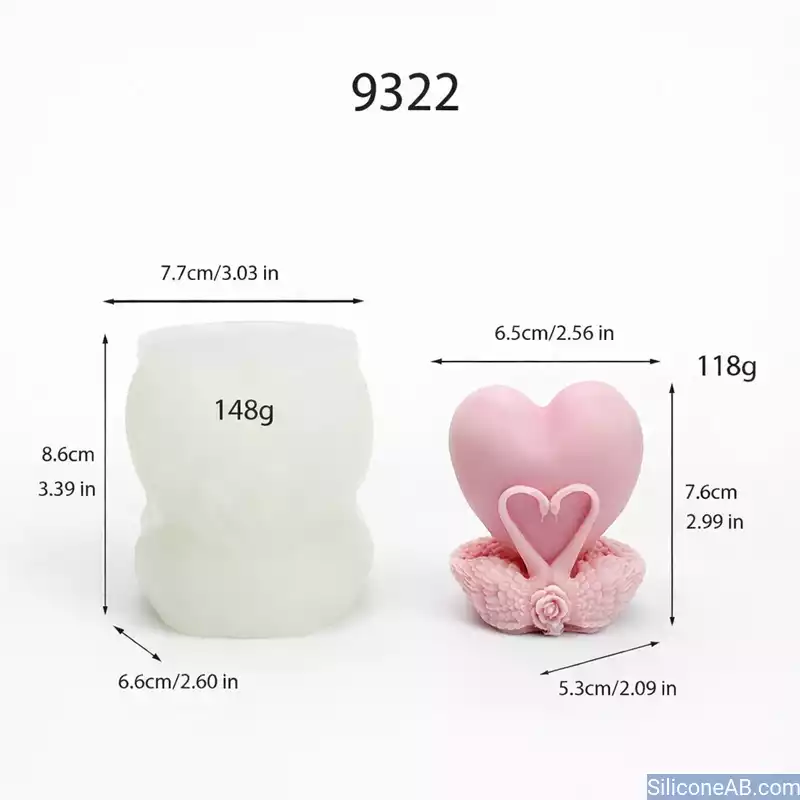 Elegant Swan Heart and Rose Silicone Mold for Romantic DIY Gifts