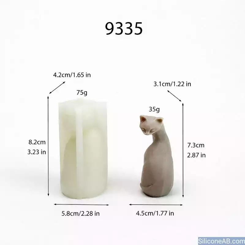 Elegant Sitting Cat Silicone Mold for Artistic DIY Candle