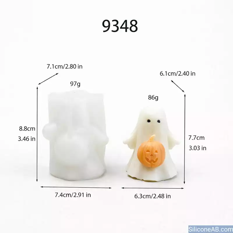 Adorable Ghost with Pumpkin Mold for Halloween DIY Candle