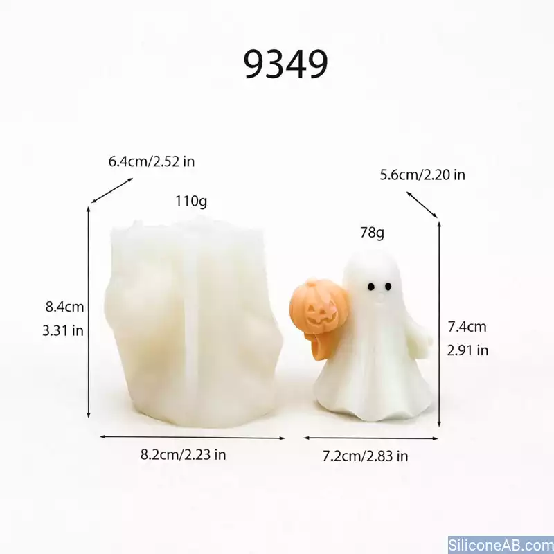 Friendly Ghost Holding Pumpkin Mold for 3D Halloween Candle