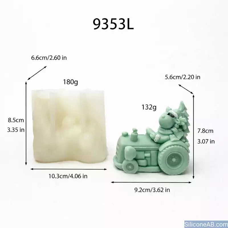 Festive Pig Driving Christmas Tractor Mold for 3D Wax