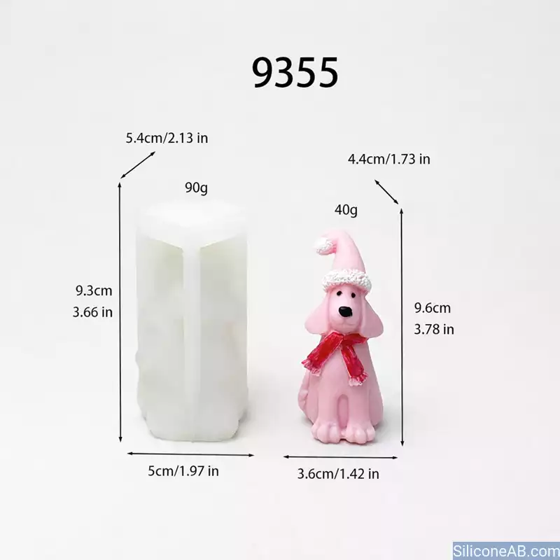 Christmas Poodle Candle Mold 3D Pink Dog Silicone Casting