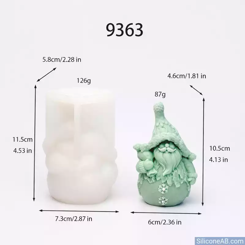 Christmas Santa Gnome Silicone Mold for Candle Making DIY