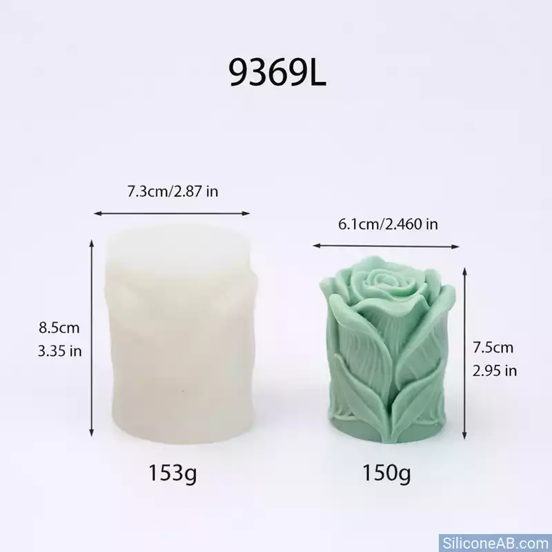 Elegant Rose Flower Pillar Mold for Candle Making DIY
