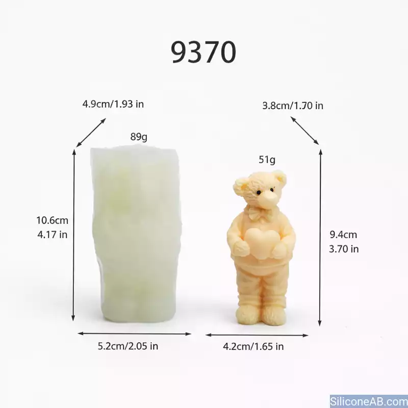 DIY Teddy Bear with Heart Silicone Candle Mold for Gift