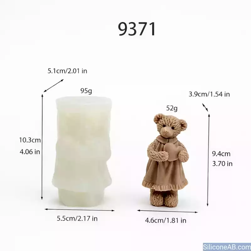 Adorable Teddy Bear Candle Mold with Heart for DIY Gift
