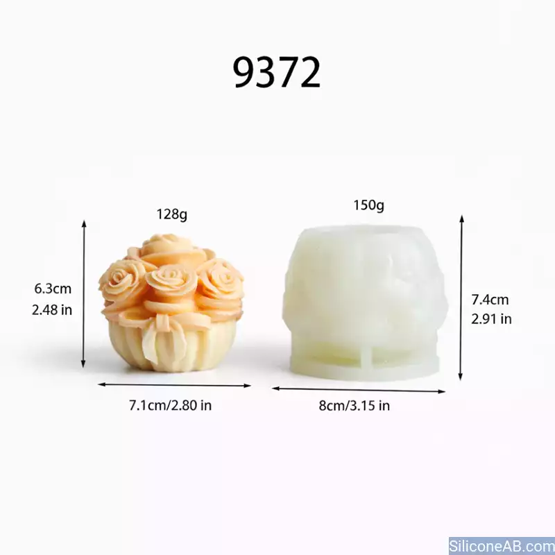 Rose Bouquet Candle Mold with Bow for Floral Wax Crafting