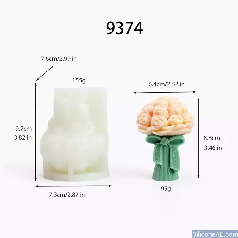 Exquisite Standing Rose Bouquet Mold for 3D Candle Making