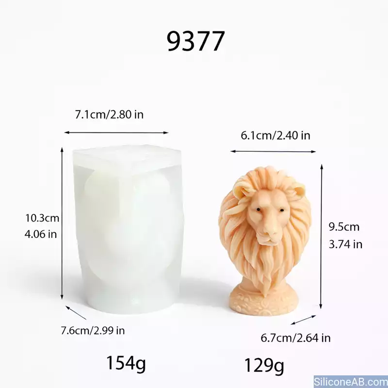 Artistic Lion Bust Silicone Mold for 3D Wax Candle Casting