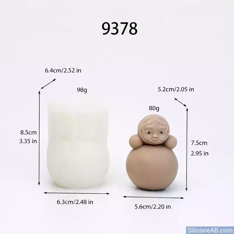 3D Cute Russian Doll Silicone Mold for Candle Making DIY