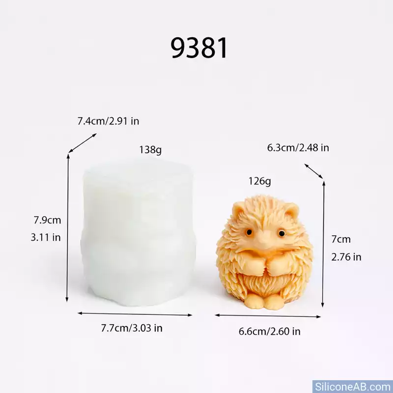 Detailed Hedgehog Candle Mold 3D Animal Silicone Wax Tool