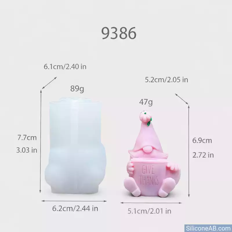 3D "Give Thanks" Gnome Silicone Mold for Thanksgiving Candles