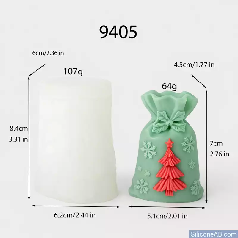 Christmas Gift Bag Candle Mold – Silicone Mold for Holiday Decor