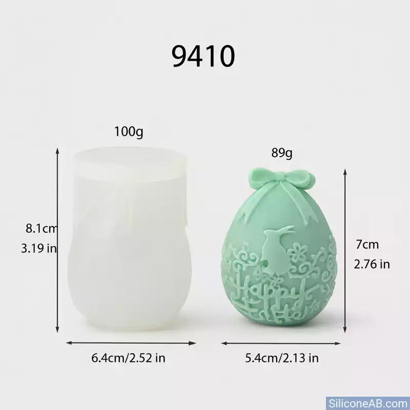 Easter Egg Candle Mold – Silicone Mold with Bunny and Floral Design