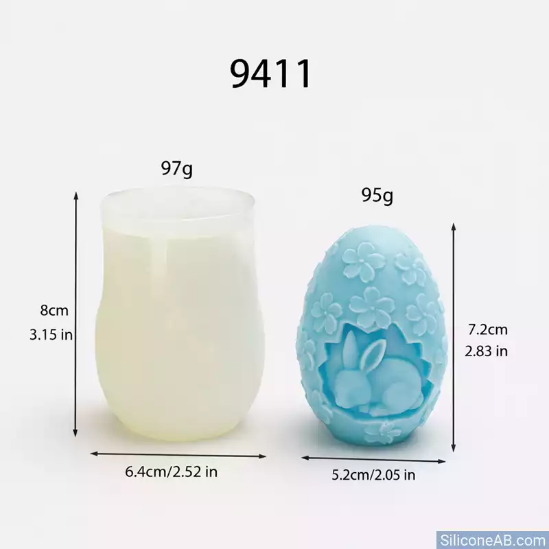 Bunny and Floral Easter Egg Candle Mold – Silicone Mold for Holiday Crafting