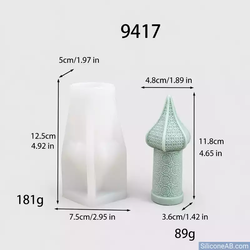 DIY 3D Vintage Plant-Textured Spire Candle Silicone Mold