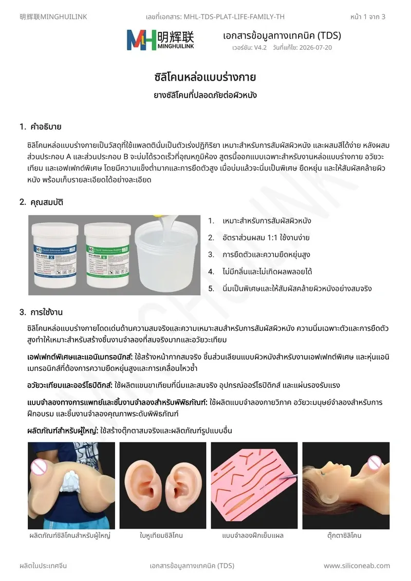 TDS ซิลิโคนหล่อแบบร่างกาย