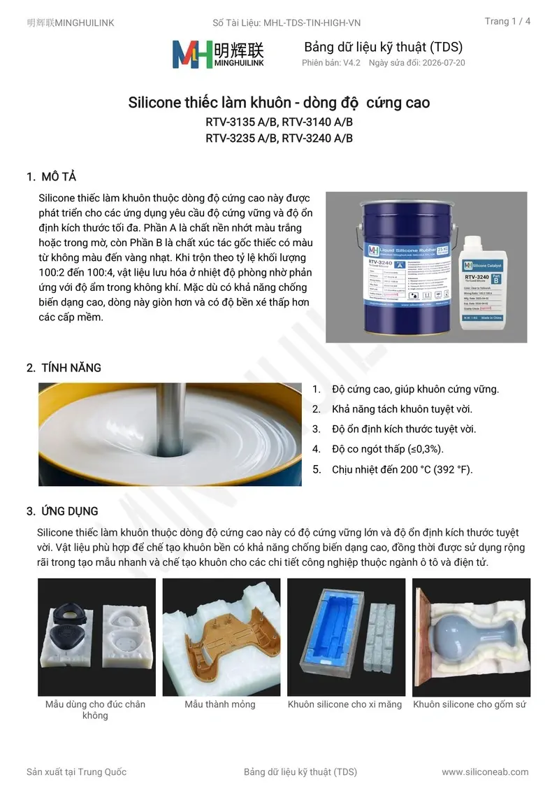 tds silicone thiếc độ cứng cao
