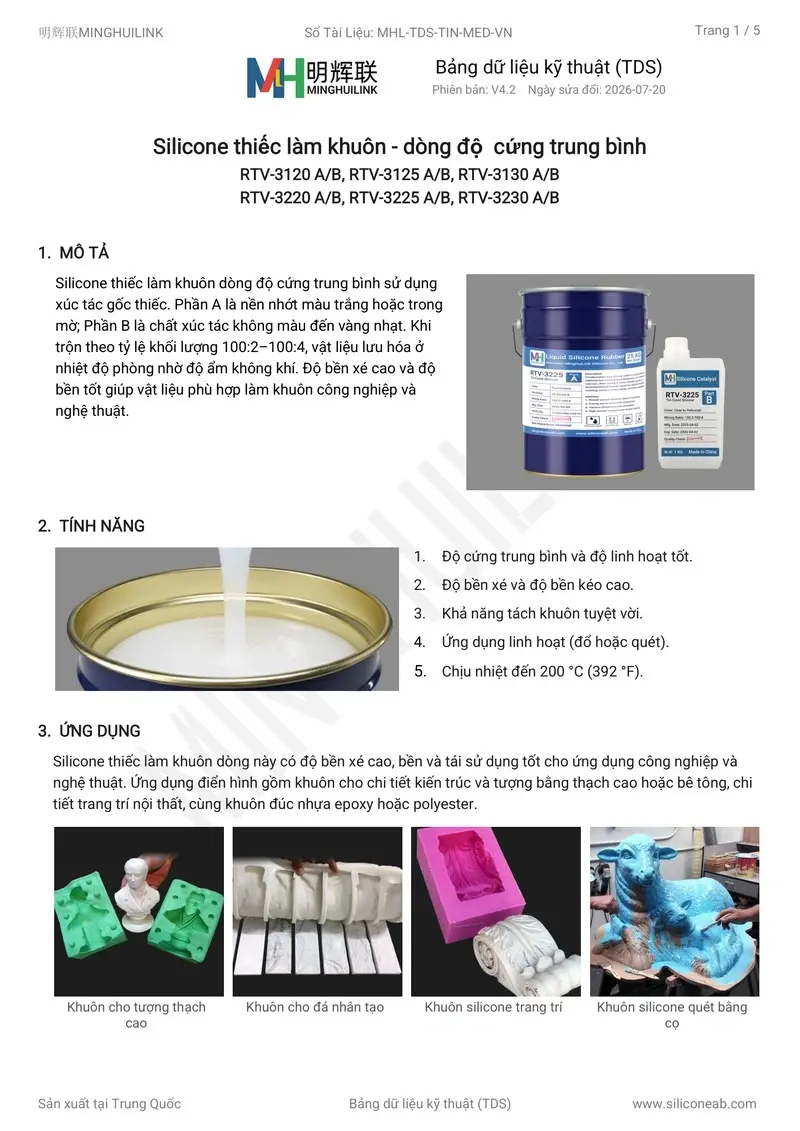 TDS silicone thiếc độ cứng trung bình