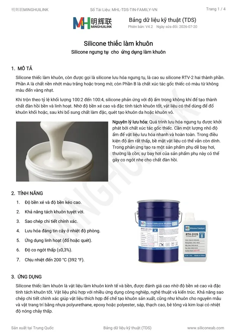 catalog sản phẩm silicone thiếc