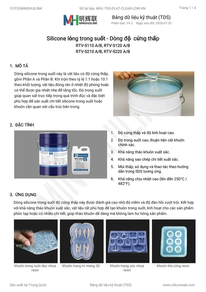 tds silicone lỏng trong suốt mềm